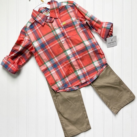 Carter's Other - •Carter’s• plaid shirt/khaki pant set